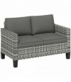 Outsunny Rattan Sofa with Cushions, 2 Seater Garden Furniture, Light Grey