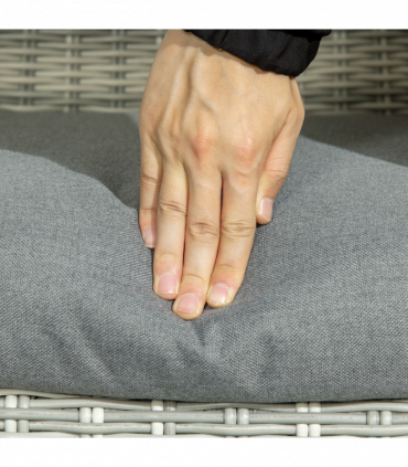 Outsunny Recliner Rattan Sun Lounger w/ Two-tier Table & Cushions, Mixed Grey