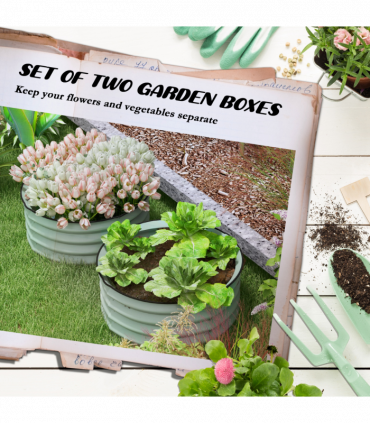 Outsunny Set of 2 Raised Garden Bed Metal Planter Box with Safety Edging, Green