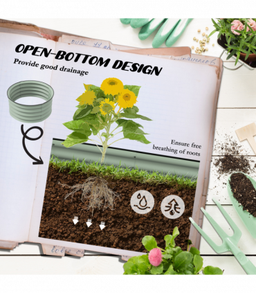 Outsunny Set of 2 Raised Garden Bed Metal Planter Box with Safety Edging, Green