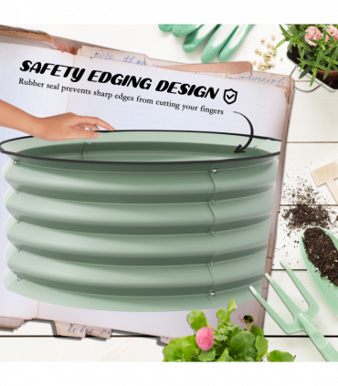 Outsunny Set of 2 Raised Garden Bed Metal Planter Box with Safety Edging, Green