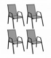 Outsunny Set of 4 Garden Dining Chair Set Outdoor w/ High Back Armrest Black