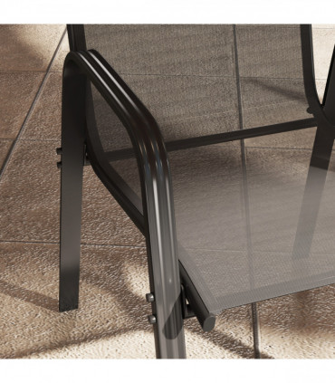 Outsunny Set of 4 Garden Dining Chair Set Outdoor w/ High Back Armrest Black