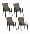 Outsunny Set of 4 Garden Dining Chair Set Outdoor w/ High Back Armrest Brown