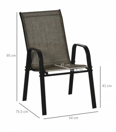 Outsunny Set of 4 Garden Dining Chair Set Outdoor w/ High Back Armrest Brown