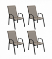 Outsunny Set of 4 Garden Dining Chair Set Outdoor w/ High Back Armrest Grey