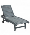Outsunny Wooden Sun Lounger Outdoor Patio Sun Bed w/ Pull-out Table Grey