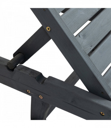 Outsunny Wooden Sun Lounger Outdoor Patio Sun Bed w/ Pull-out Table Grey