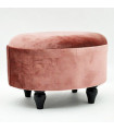 PINK VELVET OVAL FOOTSTOOL