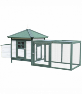 PawHut Chicken Coop Hen Poultry House w/ Nesting Box Outdoor Run Patio Wooden