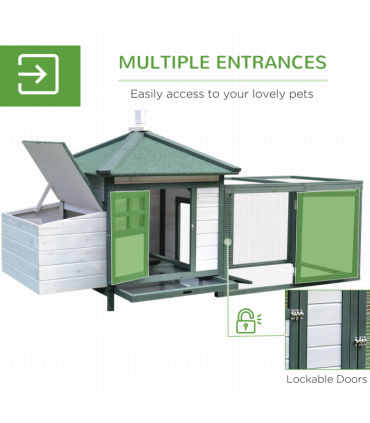 PawHut Chicken Coop Hen Poultry House w/ Nesting Box Outdoor Run Patio Wooden