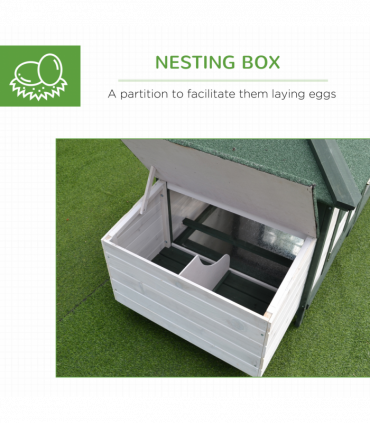 PawHut Chicken Coop Hen Poultry House w/ Nesting Box Outdoor Run Patio Wooden
