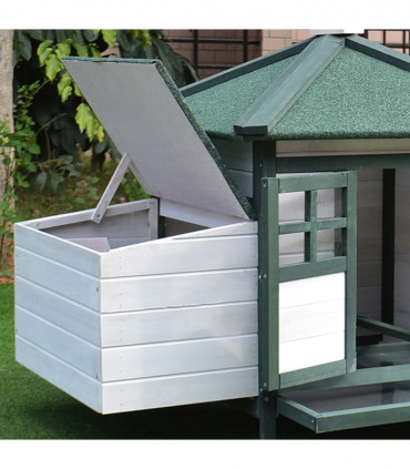 PawHut Chicken Coop Hen Poultry House w/ Nesting Box Outdoor Run Patio Wooden