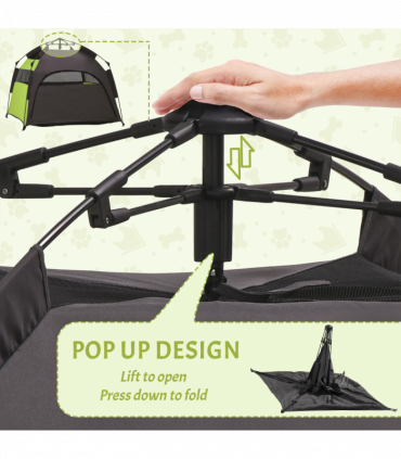 PawHut Foldable Dog Cat Tent with Waterproof Oxford Cloth, Carry Bag, Green