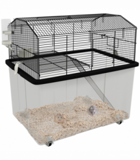 PawHut Hamster Cage, Two-Tier Gerbil Cage w/ Deep Bottom, Ramp, Food Dish