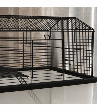 PawHut Hamster Cage, Two-Tier Gerbil Cage w/ Deep Bottom, Ramp, Food Dish