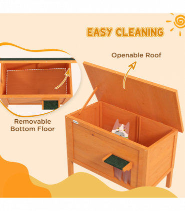PawHut Outdoor Feral Cat House Insulated w/ Openable Roof - Orange