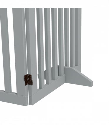 PawHut Pet Gate Foldable Fence Freestanding Dog Barrier w/ Support Feet Grey