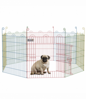 PawHut Pet Playpen Dog Puppy Crate Kennel w/ Door, 60H x Φ156cm