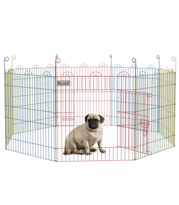 PawHut Pet Playpen Dog Puppy Crate Kennel w/ Door, 60H x Φ156cm
