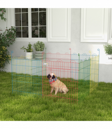 PawHut Pet Playpen Dog Puppy Crate Kennel w/ Door, 60H x Φ156cm
