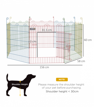 PawHut Pet Playpen Dog Puppy Crate Kennel w/ Door, 60H x Φ156cm