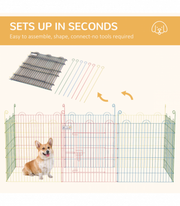 PawHut Pet Playpen Dog Puppy Crate Kennel w/ Door, 60H x Φ156cm