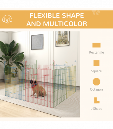 PawHut Pet Playpen Dog Puppy Crate Kennel w/ Door, 60H x Φ156cm