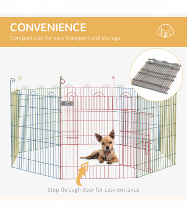 PawHut Pet Playpen Dog Puppy Crate Kennel w/ Door, 60H x Φ156cm