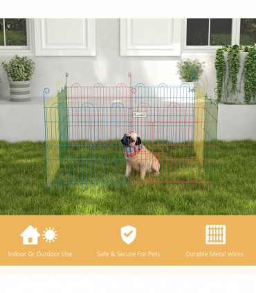 PawHut Pet Playpen Dog Puppy Crate Kennel w/ Door, 60H x Φ156cm