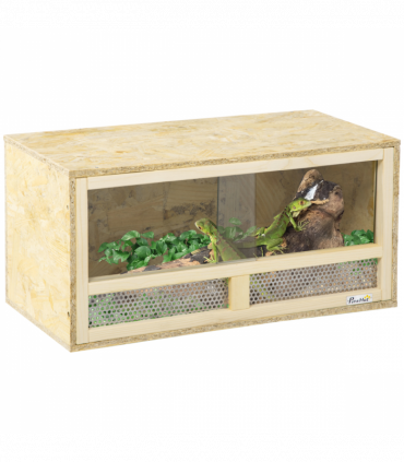 PawHut Reptile Terrarium w/ Transparent Sliding Doors, Breathable Mesh