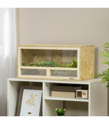 PawHut Reptile Terrarium w/ Transparent Sliding Doors, Breathable Mesh