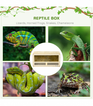 PawHut Reptile Terrarium w/ Transparent Sliding Doors, Breathable Mesh