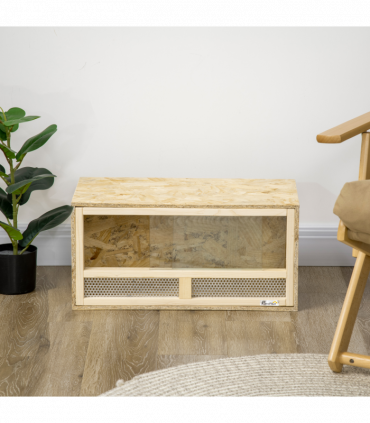 PawHut Reptile Terrarium w/ Transparent Sliding Doors, Breathable Mesh