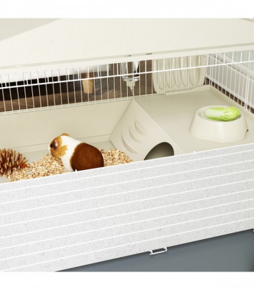 PawHut Small Animal Cage, Guinea Pig Cage with Removable Pet Playpen, Beige