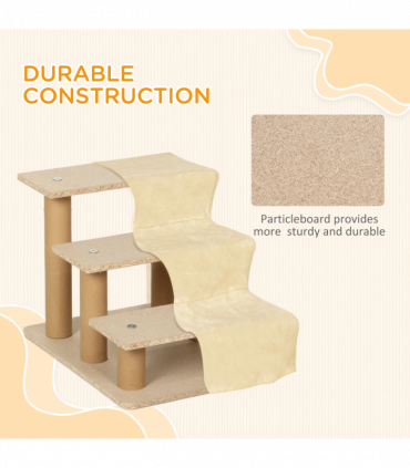 PawHut Three-Step Portable Dog Stairs with Washable Plush Cover