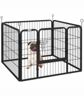 Pawhut Metal Pet Playpen Dog Kennel w/Door Latches In/Outdoor Use 82Lx82Wx60Hcm