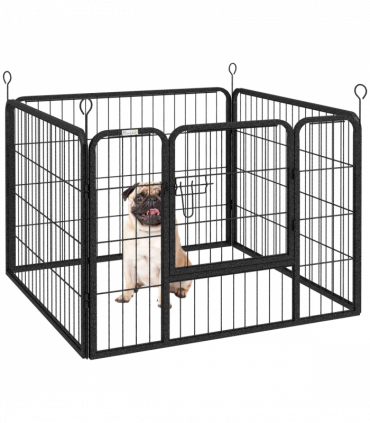 Pawhut Metal Pet Playpen Dog Kennel w/Door Latches In/Outdoor Use 82Lx82Wx60Hcm