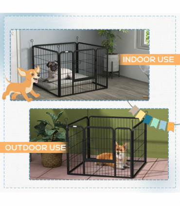 Pawhut Metal Pet Playpen Dog Kennel w/Door Latches In/Outdoor Use 82Lx82Wx60Hcm