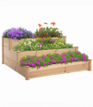 Wooden Raised Bed 3-Tier Planter Kit Elevated Plant Box 124x124x56cm