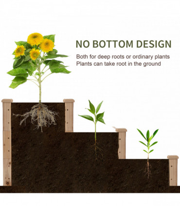 Wooden Raised Bed 3-Tier Planter Kit Elevated Plant Box 124x124x56cm