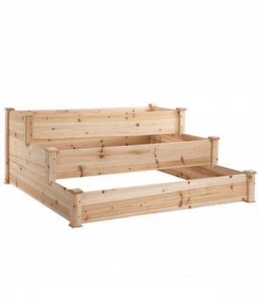 Wooden Raised Bed 3-Tier Planter Kit Elevated Plant Box 124x124x56cm