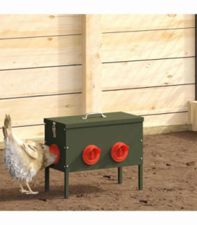 vidaXL Chicken Feeder 2 pcs Olive Green 41.5 x 20.5 x 33 cm