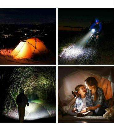 2 Pack USB Rechargeable LED Flashlight 5-Mode Outdoor Camping Hiking Flashlight WorkLight