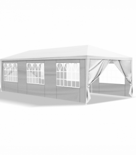 10'x30' Outdoor Party Tent with 8 Removable Sidewalls, Waterproof Canopy Patio Wedding Gazebo, White