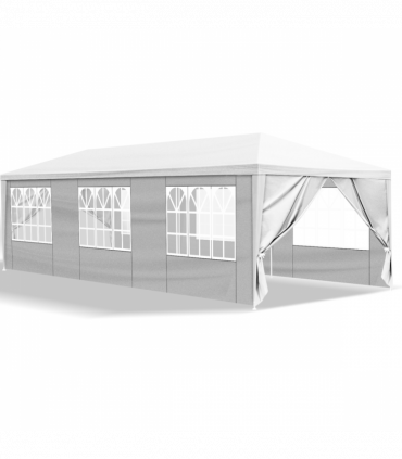 10'x30' Outdoor Party Tent with 8 Removable Sidewalls, Waterproof Canopy Patio Wedding Gazebo, White