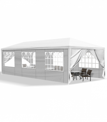 10'x30' Outdoor Party Tent with 8 Removable Sidewalls, Waterproof Canopy Patio Wedding Gazebo, White