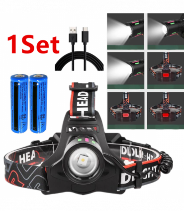 USB Rechargeable LED Headlamp Zoomable 3-Modes Camping Hiking HeadLamp Worklight