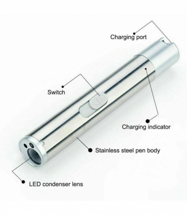 2PCS 3 in1 1mw USB Rechargeable Pet Toy Pen Flashlight Red laser Beam UV Light 3-Modes Lamp