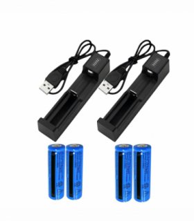 4pcs 3000mAh 18650 Rechargeable Batteries+2x USB Battery Charger Set For Fashlight headlamp